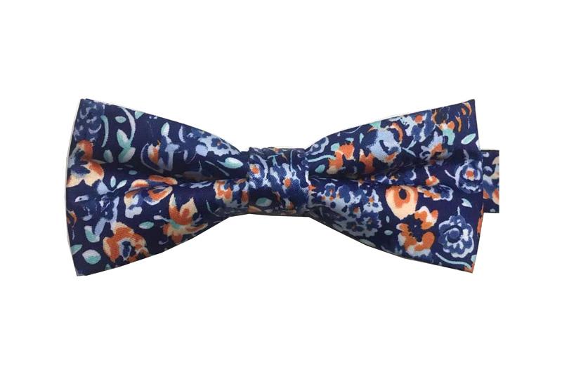 EXBO21013 Navy Multicolour Polyester Printed Trendy Bow Tie