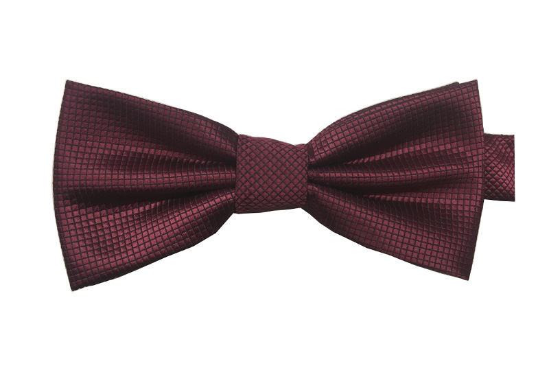 EXBOT21006 Wine Black Polyester Tartan Classical Bow Tie