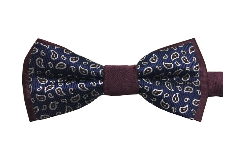 EXBOT21009 Navy and Dark Red Polyester Fashion Ceremony Bow Tie