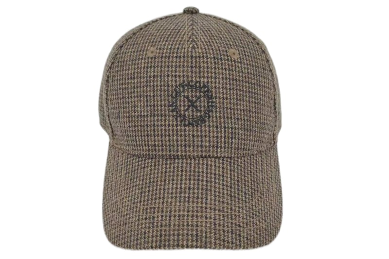 EXCAP22003 Khaki Polyester Houndstooth Embroider Golf Cap