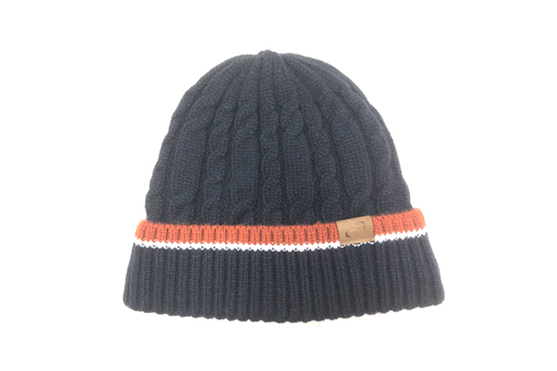EXKH23001 Navy Black Acylic Wool Fashion Knit Hat