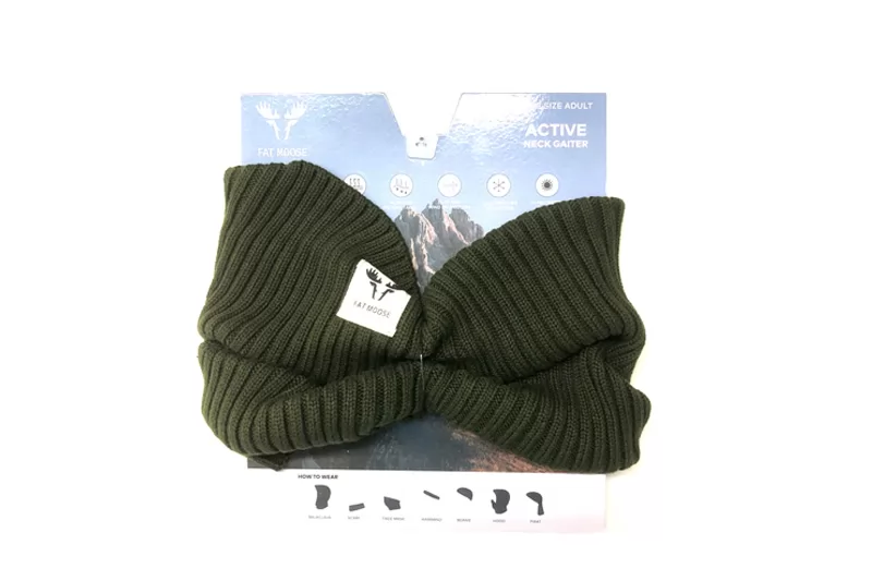 EXSN23003 Olive Green Cotton Embroidered logo Knit Snood