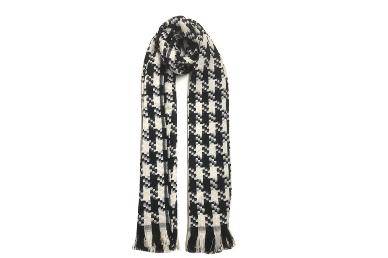 EXJS23003 Grey Off White Acrylic Fashion Jacquard Scarves