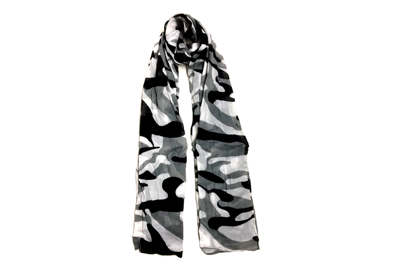 EXPS21001 Black Modal Camouflage Print Scarves