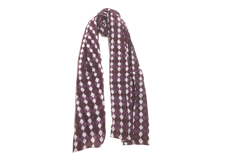 EXPS21002 Wine Cotton Modal Classical Comfort Print Scarves