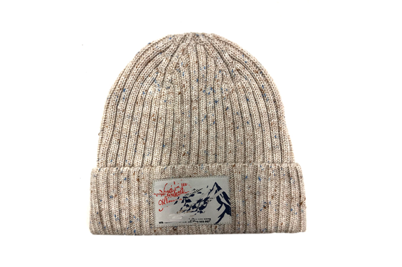 EXBE23010 Acrylic Nylon Wool Beige Nep Yarn Knit Beanie