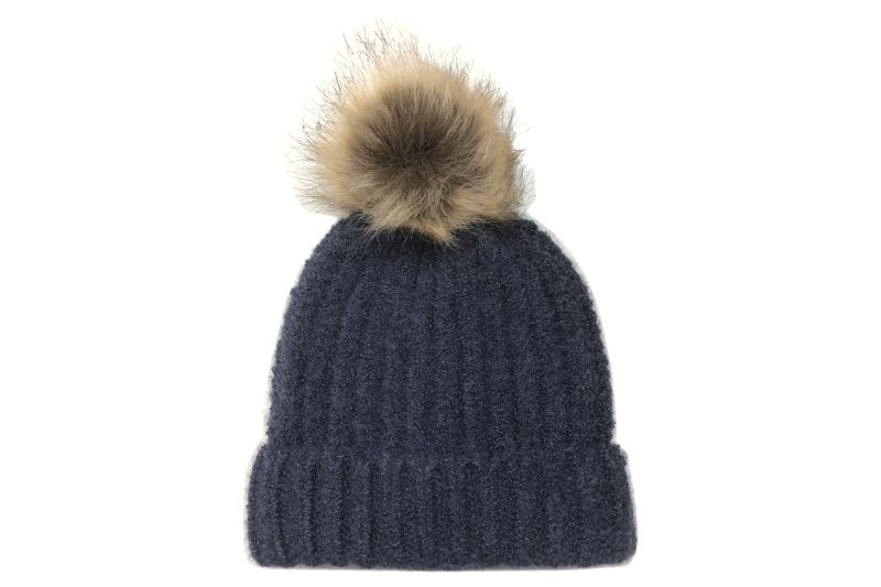 EXBE23011 Blue Mohair Acrylic Fashion Knit Beanie