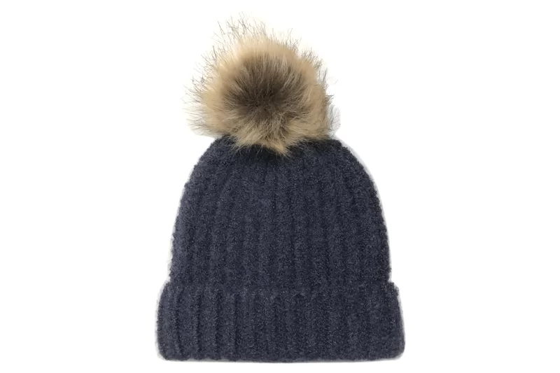 EXBE23011 Blue Mohair Acrylic Fashion Knit Beanie