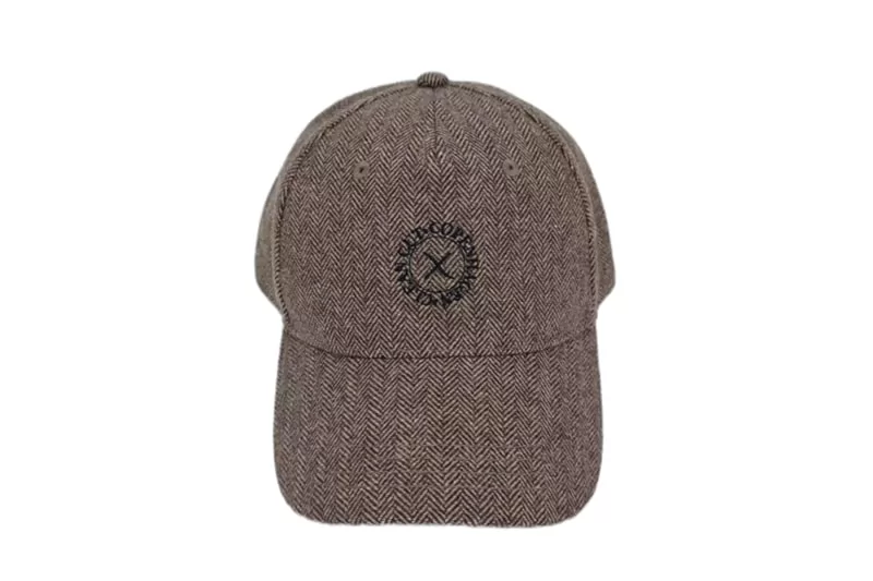 EXCAP22002 Khaki Polyester Wool Herringbone Embroider Golf Cap