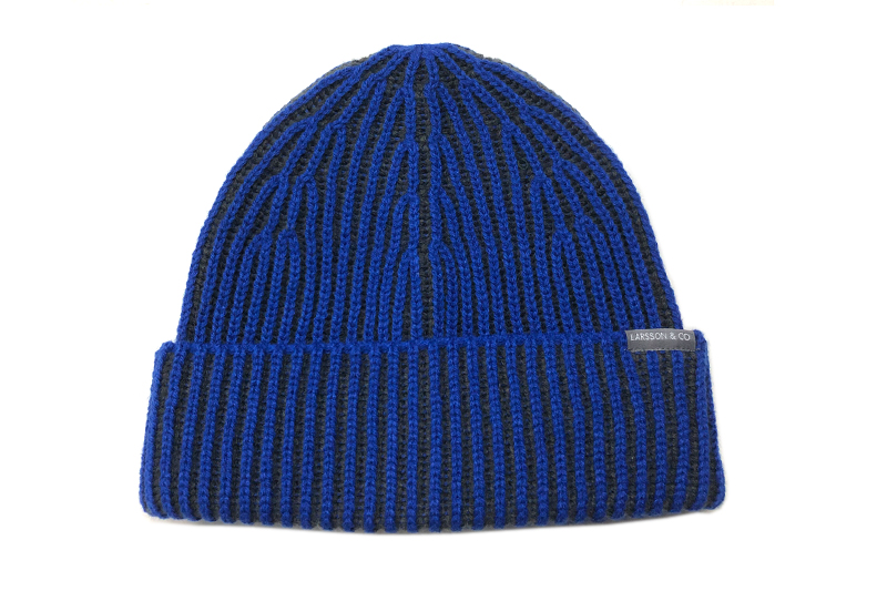 EXKH23002 Light Navy and Black Acylic Comfort Knit Hat