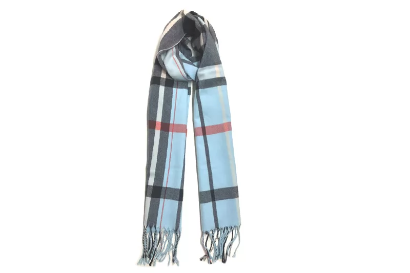 EXWS23008 Sky Blue Wool Pure Comfort Luxury Woven Scarf