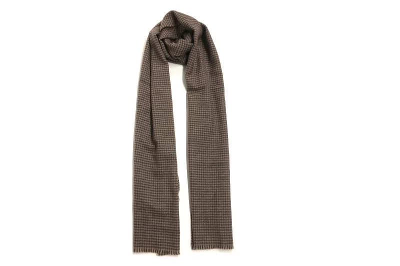 EXWS23009 Dark Rust Wool Pure Comfort Houndstooth Scarf